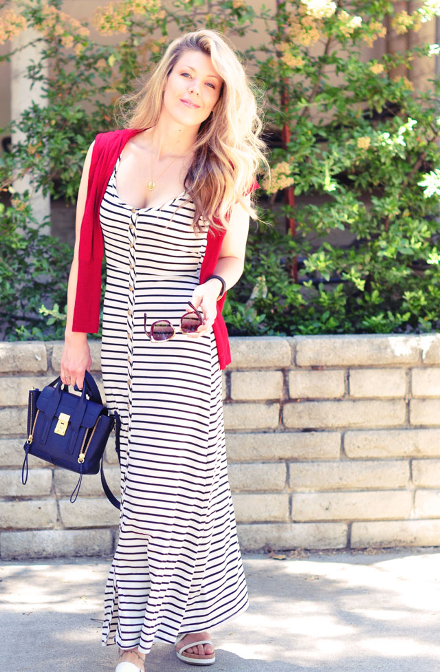 red white and blue striped nautical  maxi 4th of july