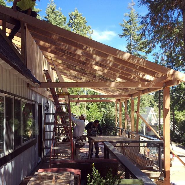 roof canopy over deck progress