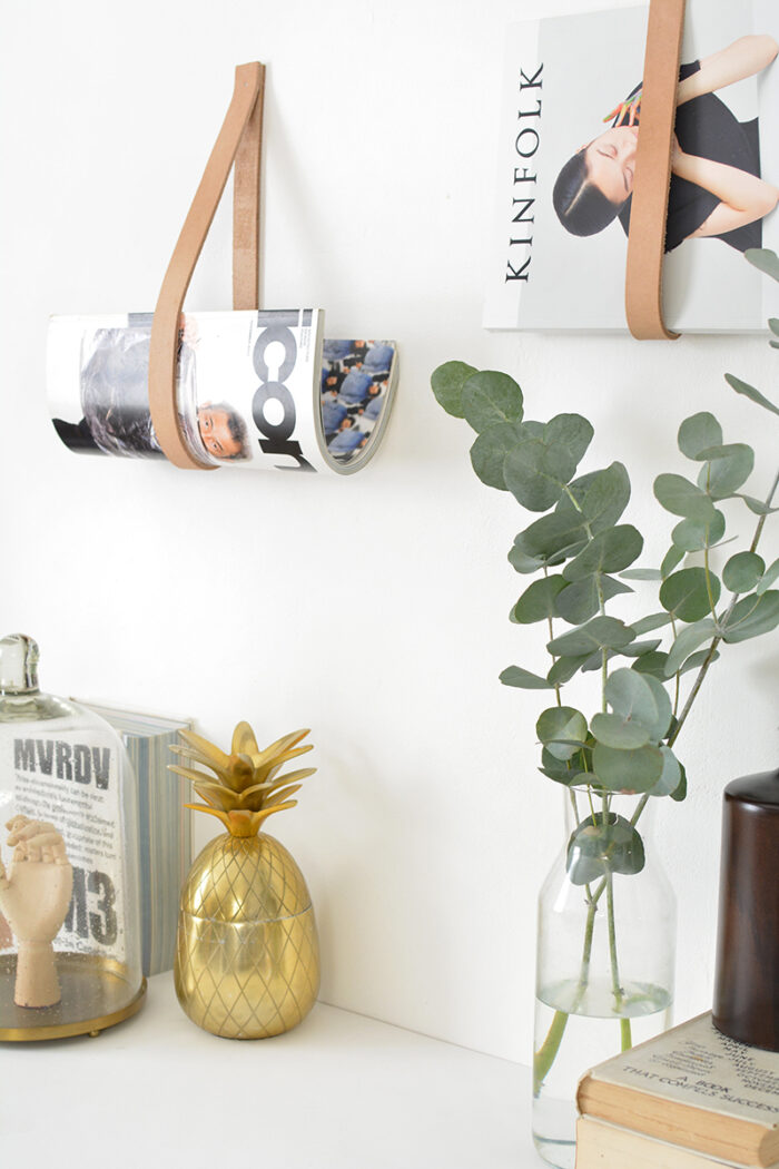 DIY Leather Magazine Wall Holders