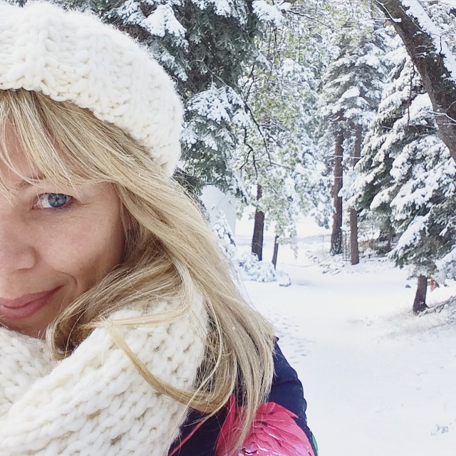 selfie in the snow in spring