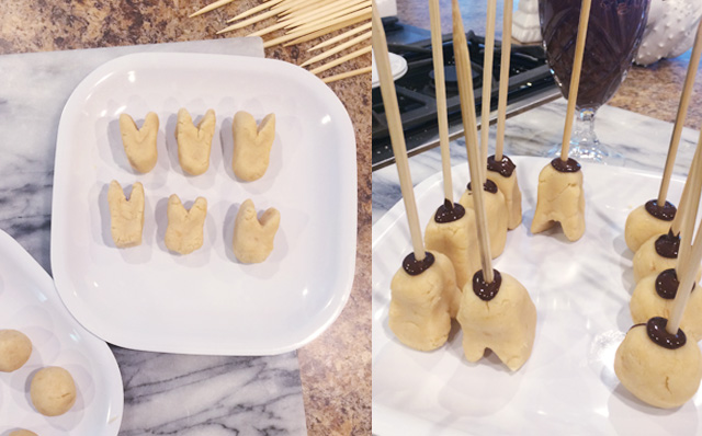 shaping easter bunny cake pops