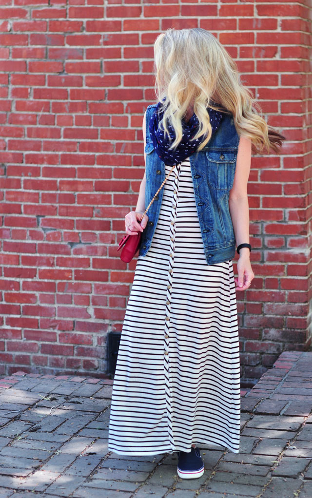 striped jersey maxi for the 4th of july