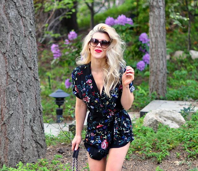 floral romper_summer style_big hair_vintage chanel