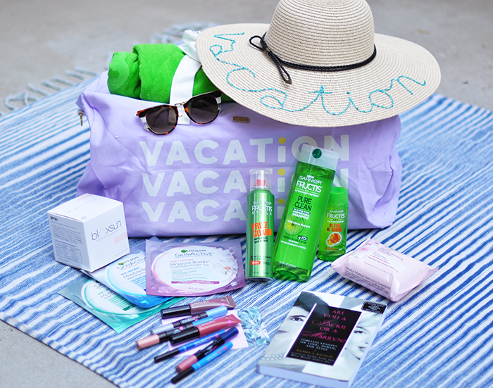 summer vacation giveaway-fendi sunglasses-loreal makeup-garnier hair and skin-bando duffel bag