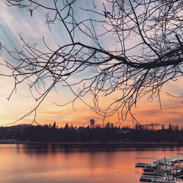 sunset over the lake