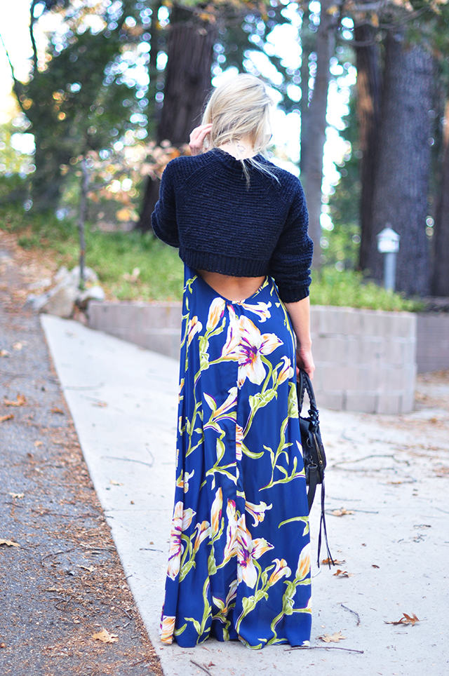 tropical-maxi-dress-with-open-back-and-cropped-sweater-for-fall