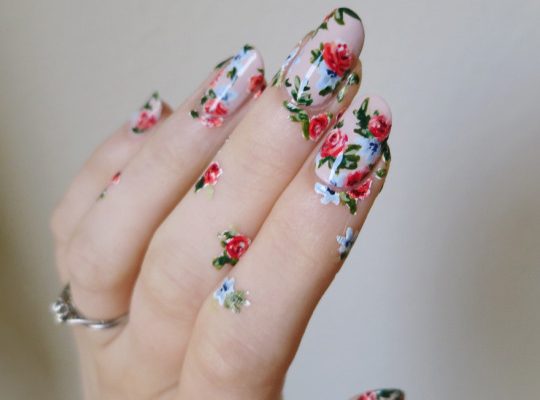 floral nails + floral hand tattoos