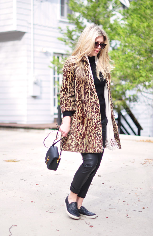 vintage leopard coat with black on black