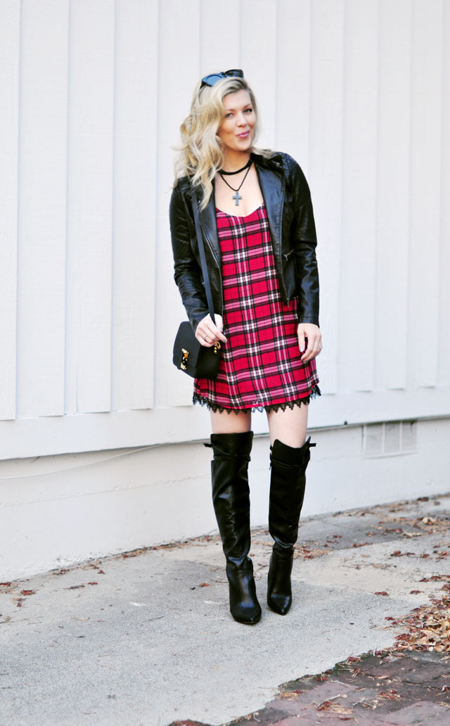 when my husband dresses me- plaid and leather