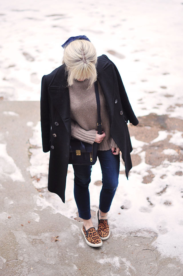 winter layers - leopard shoes