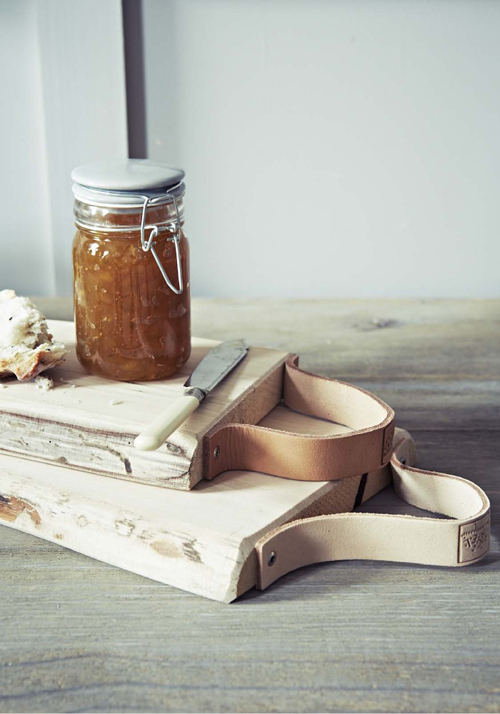 DIY Bread Board with Leather Strap Handles