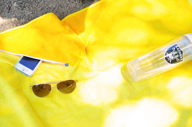 yellow vertty beach towel with pocket